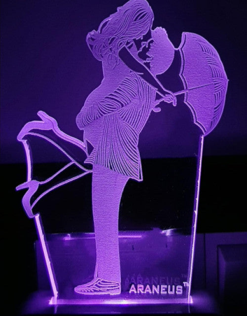 Love Couple with Umbrella 3D Illusion LED Night Lamp for Home Decoration