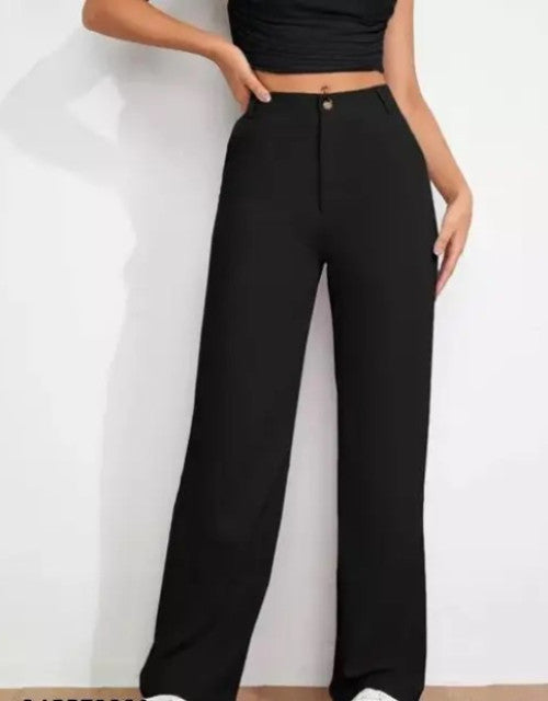 Women’s black trousers| Trousers for women in black colour| Black bell bottom women trousers